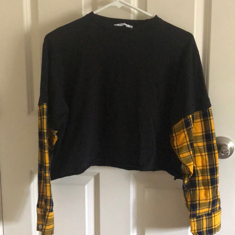 Zara Plaid sleeve crop M